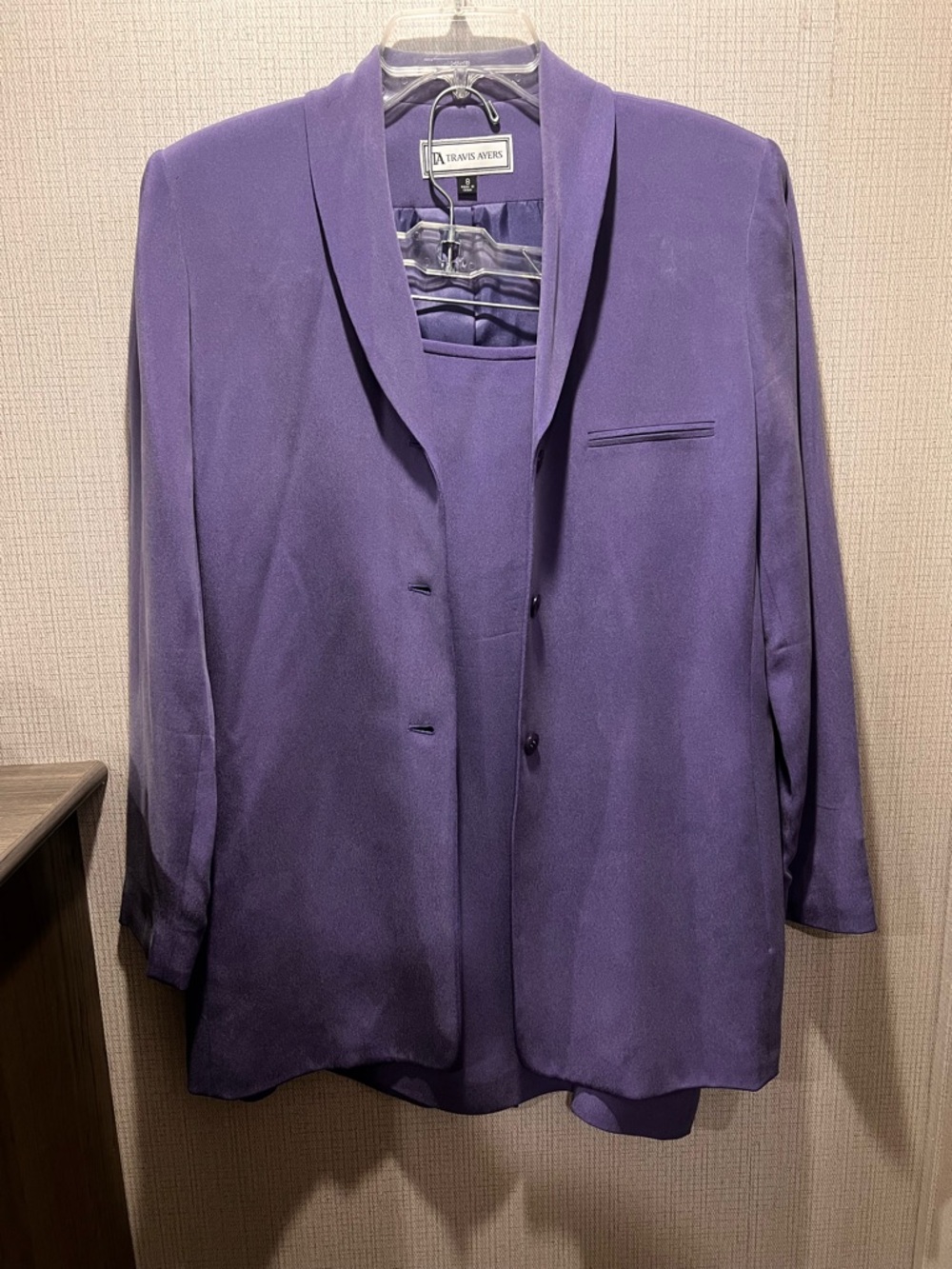 Vintage Travis Ayers Lavender Silk Skirt Suit Set Size 8 Career Church Formal